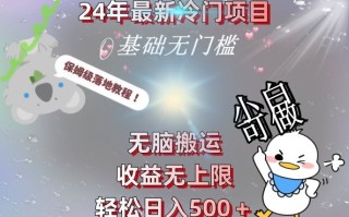 2024最新冷门项目，无脑搬运，收益无上限，轻松日入500＋，保姆级落地教程