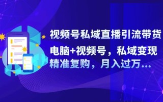 视频号私域直播引流带货：电脑+视频号，私域变现，精准复购，月入过万…