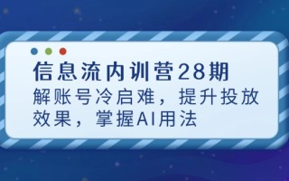 信息流内训营28期，解账号冷启难，提升投放效果，掌握AI用法