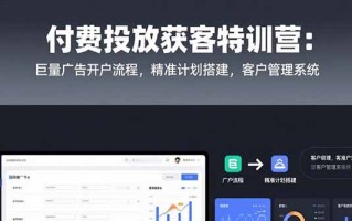 付费投放获客特训营：巨量广告开户流程，精准计划搭建，客户管理系统