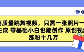 高质量跳舞视频，只需一张照片一键生成 零基础小白也能创作 原创视频 涨…