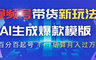 视频号带货新玩法，AI生成，百分百原创爆款模版 百分百起号，高佣商品T…