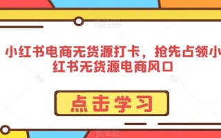 小红书电商无货源打卡，抢先占领小红书无货源电商风口