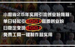 小和尚2025年实用引流秘籍！单日轻松引500+高质量创业粉，日变现800+，…