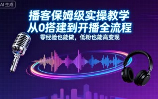 播客保姆级实操教学，从0搭建到开播全流程，零经验也能做，低粉也能高变现
