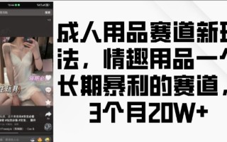 成人用品赛道新玩法，情趣用品一个长期暴利的赛道，3个月收益20个【揭秘】