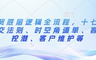 外贸底层逻辑全流程，十七步成交法则、时空角逼单、客户挖潜、客户维护等
