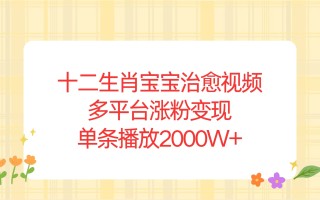 十二生肖宝宝治愈视频，多平台涨粉变现，单条播放2000W+