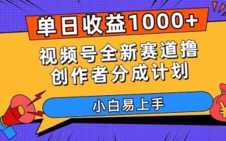 单日收益1000+，视频号全新赛道撸创作者分成计划，小白易上手【揭秘】