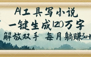 AI工具写小说，一键生成120万字，解放双手，每月躺赚3w+