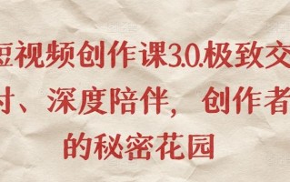 短视频创作课3.0.极致交付、深度陪伴，创作者的秘密花园