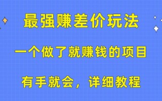 一个做了就赚钱的项目，最强赚差价玩法，有手就会，详细教程
