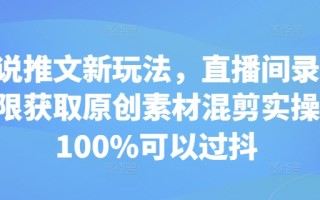 小说推文新玩法，直播间录屏无限获取原创素材混剪实操，100%可以过抖