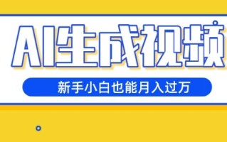 AI生成视频，五天涨粉1w+，新手小白也能月入过万