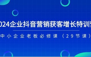 2024企业抖音-营销获客增长特训营，中小企业老板必修课(29节课