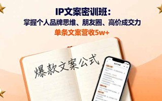 IP文案密训班：掌握个人品牌思维、朋友圈、高价成交力，单条文案营收5w+