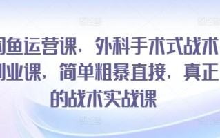 闲鱼运营课，外科手术式战术创业课，简单粗暴直接，真正的战术实战课