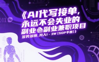 AI代写接单，永远不会失业的副业兼职项目，多劳多得，月入1-3W【SOP手册】