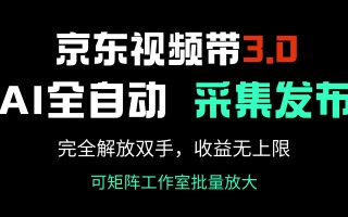 京东视频带货3.0，Ai全自动采集＋自动发布，完全解放双手，收入无上限…