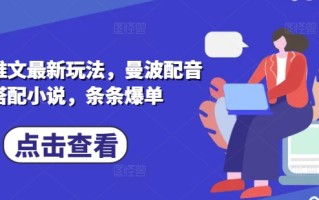 小说推文最新玩法，曼波配音搭配小说，条条爆单
