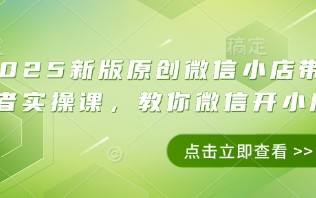 2025新版原创微信小店带货者实操课，教你微信开小店