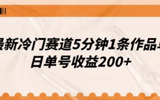 最新冷门赛道5分钟1条作品单日单号收益200+