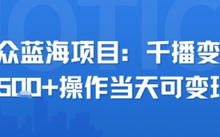 小众蓝海项目，千播变现2.5k+操作当天可变现