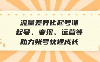 流量差异化起号课：起号、变现、运营等，助力账号快速成长