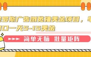俄罗斯广告浏览撸美金项目，单窗口一天5-15美金