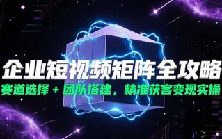 企业短视频矩阵全攻略，赛道选择+团队搭建，精准获客变现实操