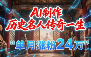 暴力起号！用AI制作历史名人传奇一生，单月涨粉24W，涨粉+变现赛道黑马来了