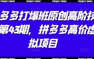 拼多多打爆班原创高阶技术第43期，拼多多高价虚拟项目