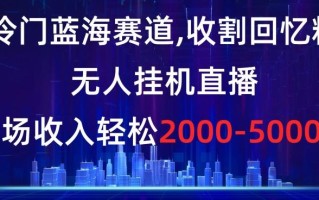 冷门蓝海赛道，收割回忆粉，无人挂机直播，单场收入轻松2000-5w+【揭秘】