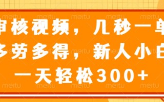 审核视频，几秒一单，多劳多得，新人小白一天轻松300+