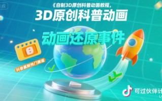 自制3D原创科普动画教程，动画还原事件，抖音最新热门赛道，可过伙伴计划