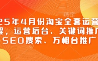 2025年4月份淘宝全套运营现场课程，运营后台、关键词推广、SEO搜索、万相台推广