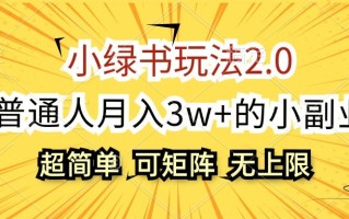 小绿书玩法2.0，超简单，普通人月入3w+的小副业，可批量放大