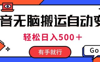 最新抖音视频搬运自动变现，日入500＋！每天两小时，有手就行