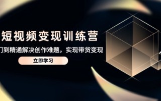 AI短视频变现训练营，从入门到精通解决创作难题，实现带货变现