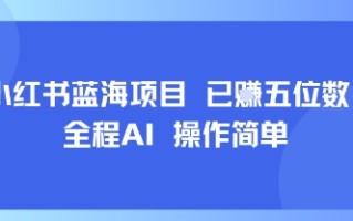 小红书蓝海项目，全程AI，操作简单，已挣五位数