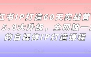 小红书IP打造60天实战营11期，5.0大升级，全网独一无二的自媒体IP打造课程