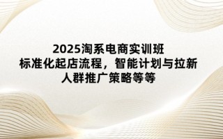 2025淘系电商实训班：标准化起店流程，智能计划与拉新，人群推广策略等等