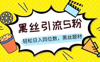 S粉变现，轻松日入四位数，黑丝题材+情感话术【揭秘】