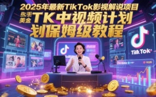 2025年最新TikTok影视解说项目，新手也能挣美金，TK中视频计划保姆级教程