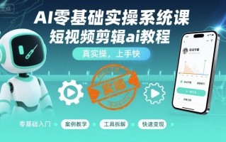 AI零基础实操系统课，短视频剪辑ai教程，真实操，上手快