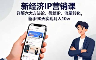 新经济IP营销课：详解六大方法论、微信IP、流量转化，新手90天实现月入10w