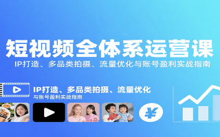 短视频全体系运营课：IP打造、多品类拍摄、流量优化与账号盈利实战指南