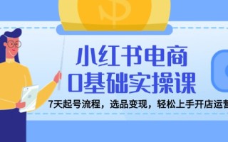 小红书电商0基础实操课，7天起号流程，选品变现，轻松上手开店运营