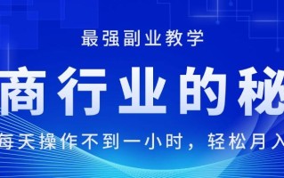 电商行业的秘密，新手每天操作不到一小时，月入过万轻轻松松，最强副业…