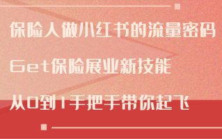 保险人做小红书的流量密码，Get保险展业新技能，从0到1手把手带你起飞